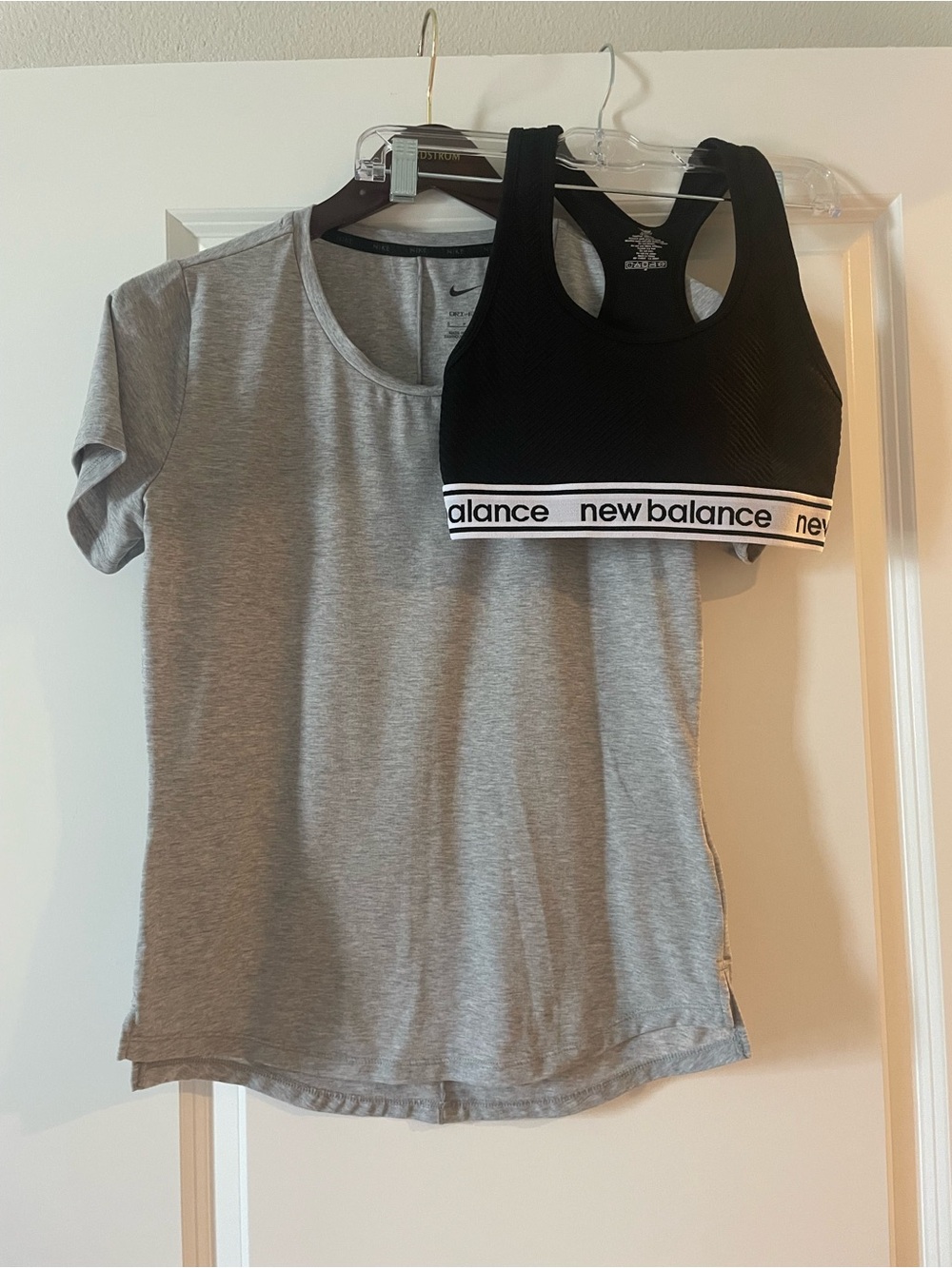 Women's Nike t-shirt dri-fit and New balance Sports Bra size S